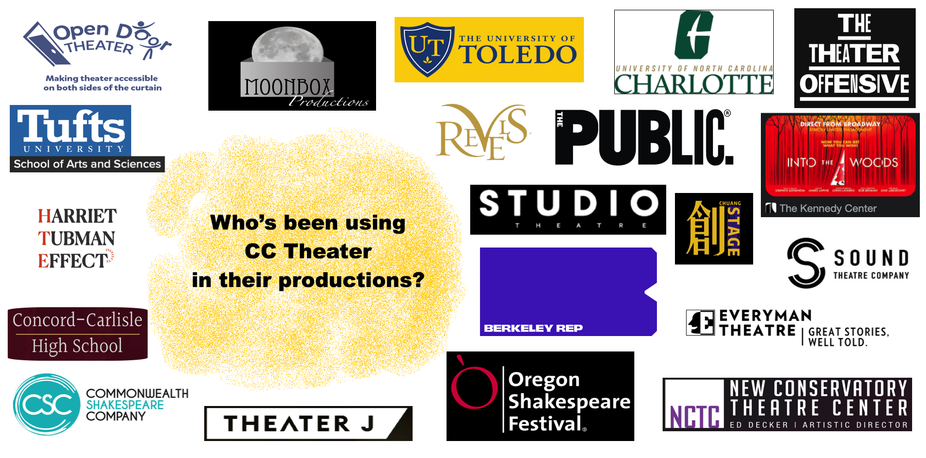 some logos of organizations using cctheater